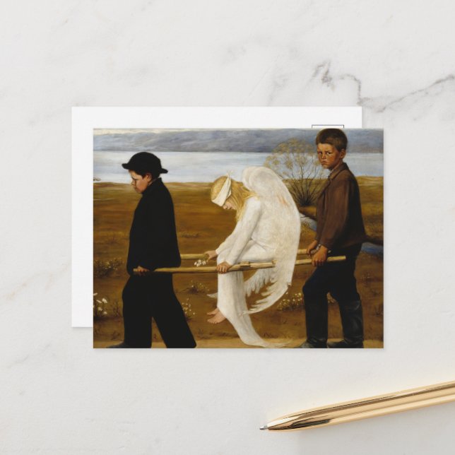 The Wounded Angel by Hugo Simberg Postcard (Front/Back In Situ)