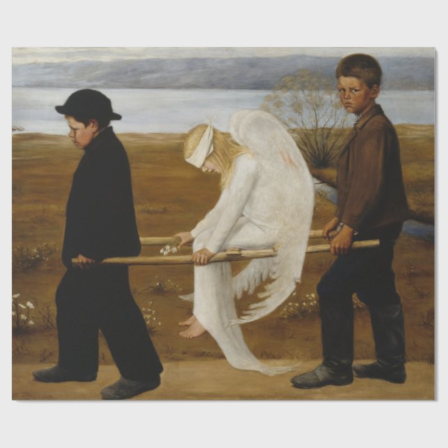 The Wounded Angel (by Hugo Simberg) Wrapping Paper (Flat)