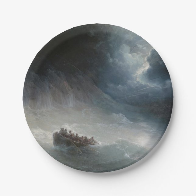 The Wrath of the Seas (by Ivan Aivazovsky) Paper Plates (Front)