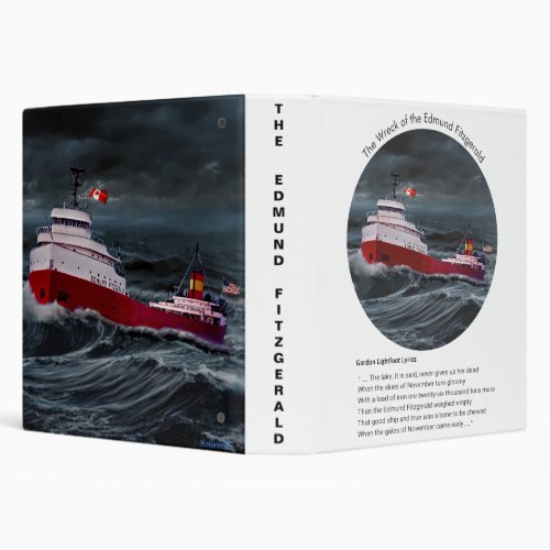  THE WRECK OF THE EDMUND FITZGERALD 3 RING BINDER