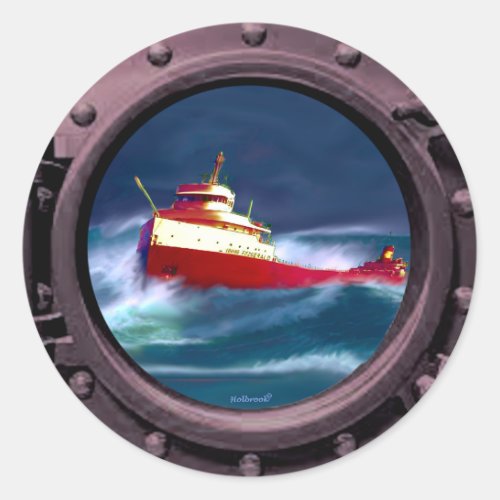  THE WRECK OF THE EDMUND FITZGERALD CLASSIC ROUND STICKER