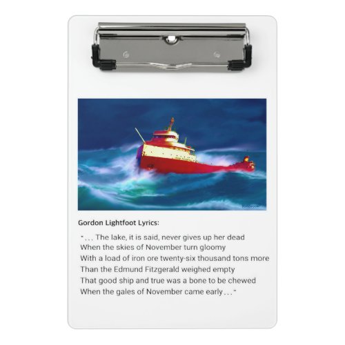  THE WRECK OF THE EDMUND FITZGERALD MINI CLIPBOARD