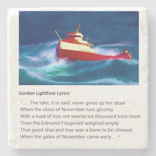 THE WRECK OF THE EDMUND FITZGERALD STONE COASTER