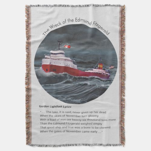 THE WRECK OF THE EDMUND FITZGERALD THROW BLANKET