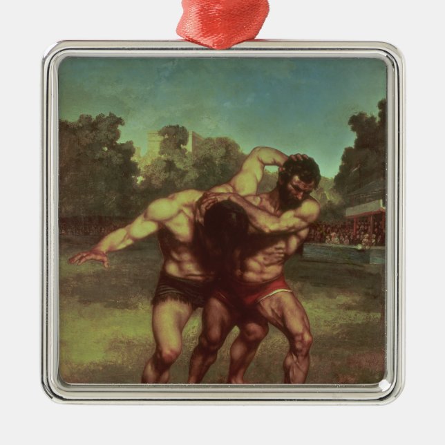 The Wrestlers, 1853 Metal Ornament (Front)