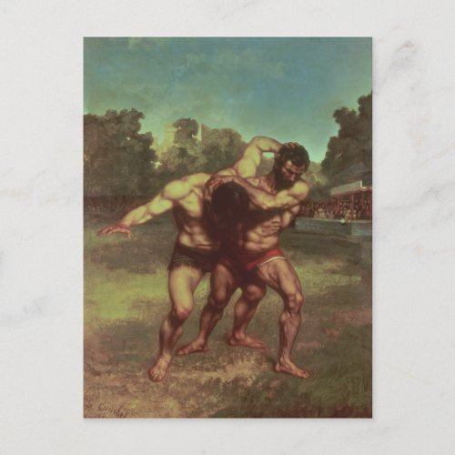 The Wrestlers 1853 Postcard