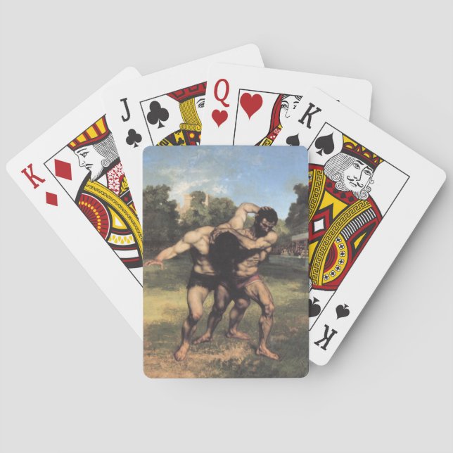 The Wrestlers by Gustave Courbet Poker Cards (Back)