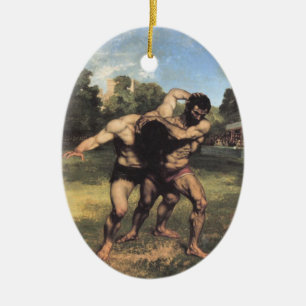 The Wrestlers Ceramic Ornament