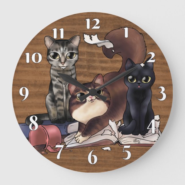 The Writer's Cats Large Clock (Front)