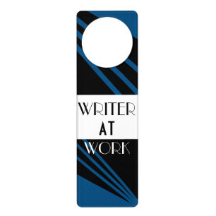 The Writer's Lounge Classy Blue Black White Door Hanger