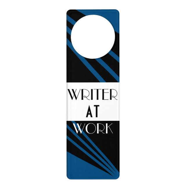 The Writer's Lounge Classy Blue Black White Door Hanger (Front)