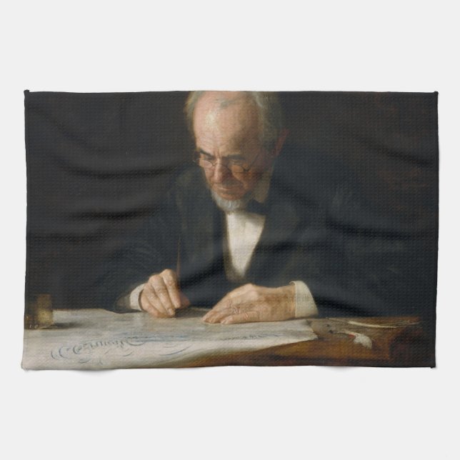 The Writing Master by Thomas Eakins Kitchen Towel (Horizontal)
