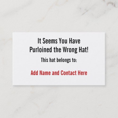 The Wrong Hat Business Card Template