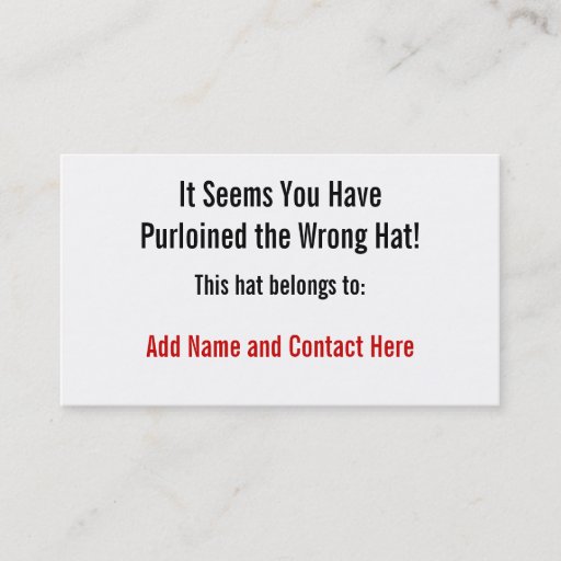 Customizable The Wrong Hat Business Card Template
