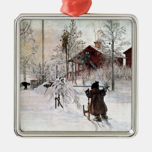 The Yard and Wash_House Carl Larsson Metal Ornament