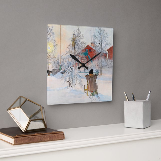 The Yard and Washhouse by Carl Larsson Square Wall Clock (Office)