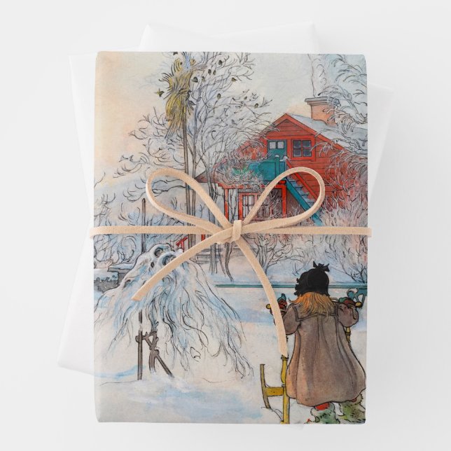 The Yard and Washhouse by Carl Larsson Wrapping Paper Sheets (In situ)