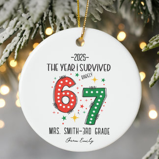 The Year I Barely Survived 67 Funny Teacher Gift Ceramic Ornament