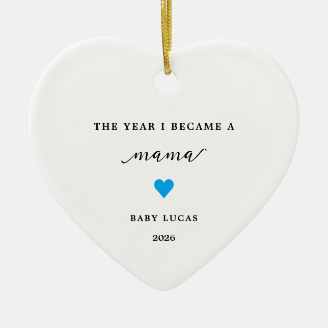 The Year I Became A Mama Baby Boy Ornament (Front)