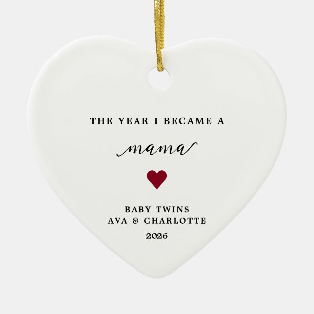 The Year I Became A Mama Gift Ornament (Front)
