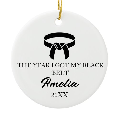 THE YEAR I GOT MY BLACK BELT, Karate Ceramic Ornament