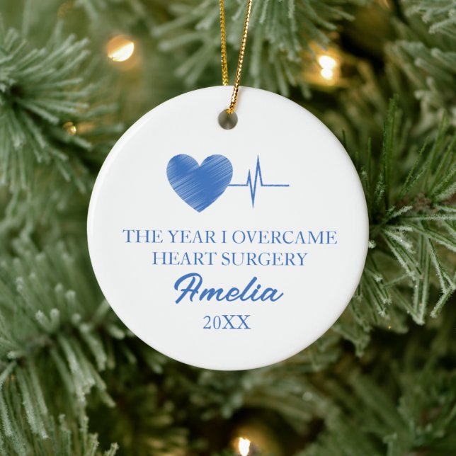 THE YEAR I OVERCAME HEART SURGERY CERAMIC ORNAMENT (Tree)