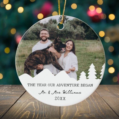 The Year Our Adventure Began Edit Photo Christmas Ceramic Ornament