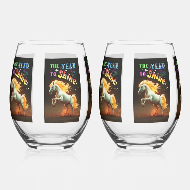The Year To Shine Stemless Wine Glass (Front)