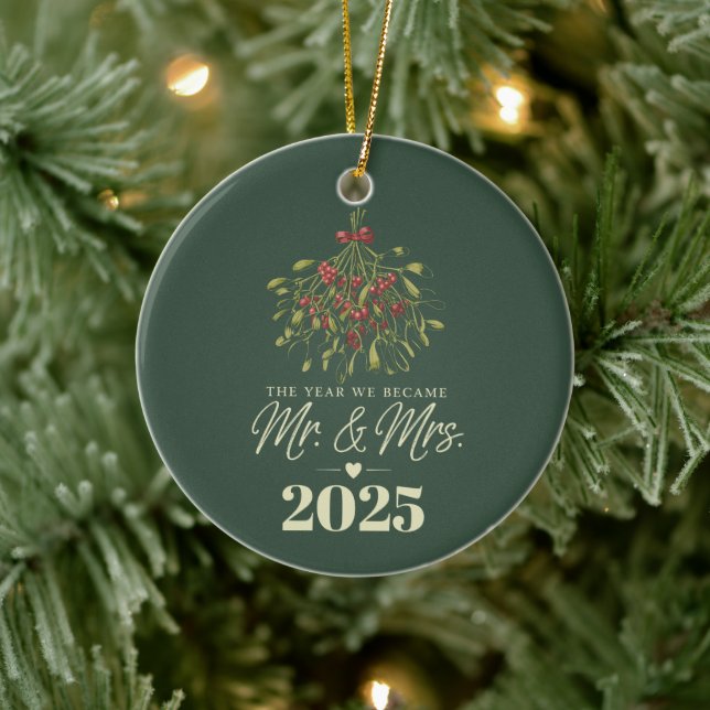 The Year We Became Mr & Mrs 2025 Personalized Ceramic Ornament (Tree)