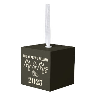 The Year We Became Mr & Mrs 2025 Personalized Cube Ornament