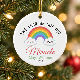 The year we Got our miracle personalized christmas Ceramic Ornament