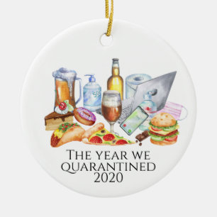 The Year we Quarantined 2020 Covid Fast Food Beer Ceramic Ornament