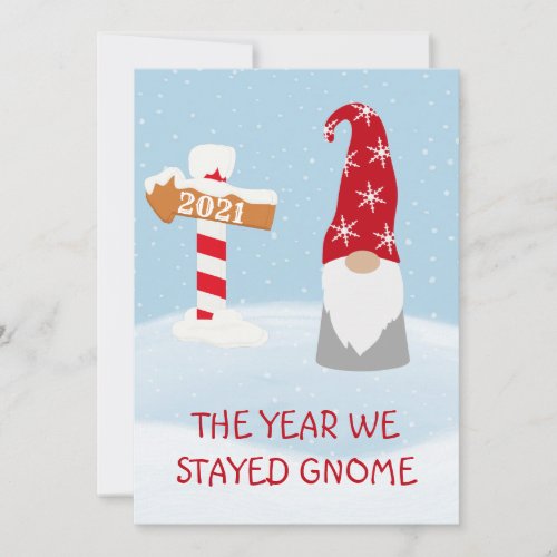 The Year we Stayed Home 2021 Gnome Christmas Holiday Card