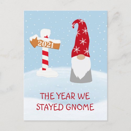 The Year we Stayed Home 2021 Gnome Christmas Holiday Postcard
