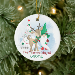 The Year We Stayed Home Gnome Christmas Ceramic Ornament