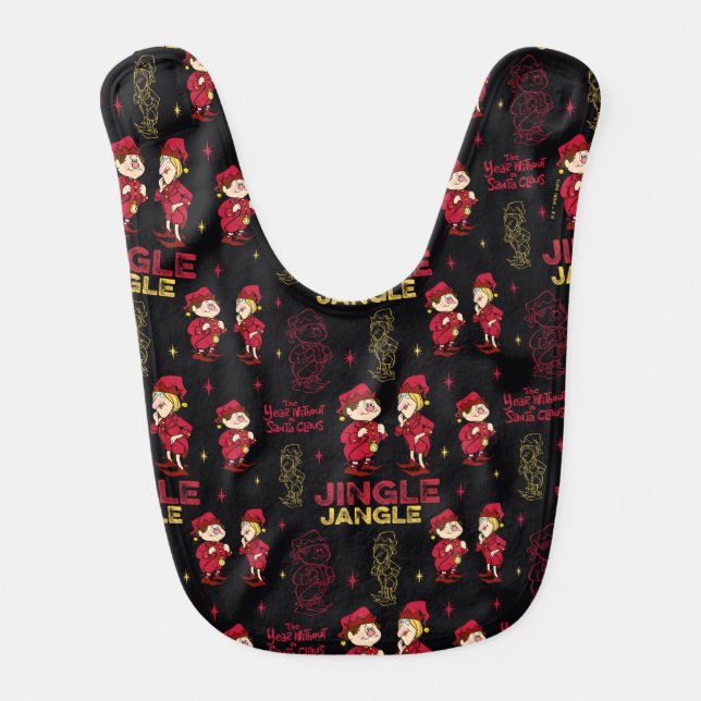 THE YEAR WITHOUT A SANTA CLAUS™ | Elf Pattern Baby Bib (Front)