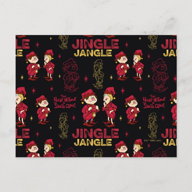 THE YEAR WITHOUT A SANTA CLAUS™ | Elf Pattern Holiday Postcard (Front)