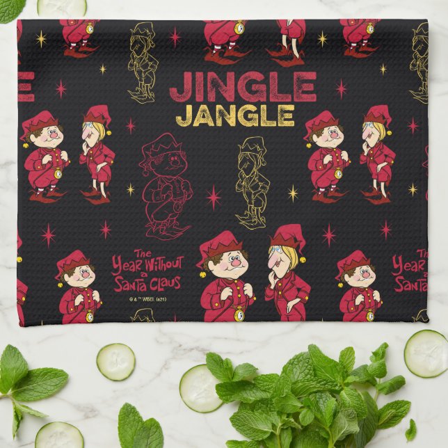 THE YEAR WITHOUT A SANTA CLAUS™ | Elf Pattern Kitchen Towel (Folded)