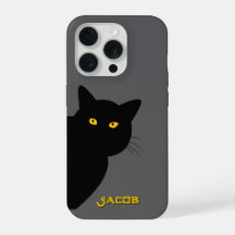 The yellow eyes black cat greeting you custom