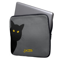 The yellow eyes black cat greeting you custom