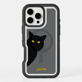 The yellow eyes black cat greeting you custom iPhone 16 pro max case