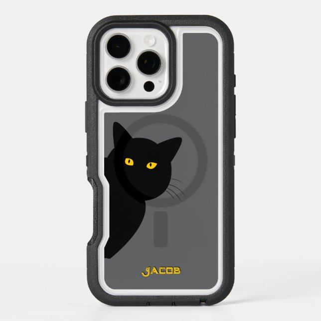 The yellow eyes black cat greeting you custom otterbox iPhone case (Back)