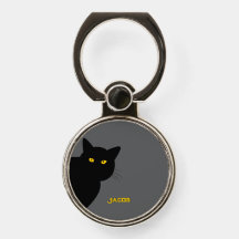 The yellow eyes black cat greeting you custom