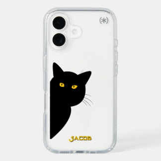 The yellow eyes black cat greeting you custom iPhone 16 case