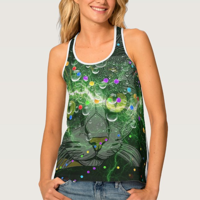 The yellow eyes Cat Tank Top (Front)