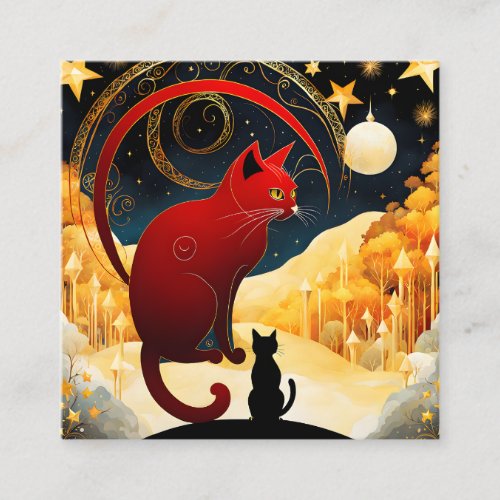The yellow gold fantasy cat is a magnificent creat square business card