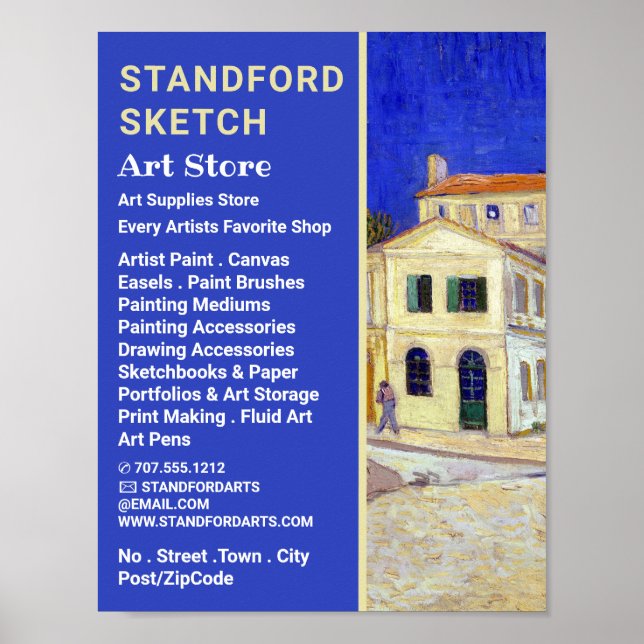 The Yellow House By Van Gogh, Art Supplies Store Poster (Front)