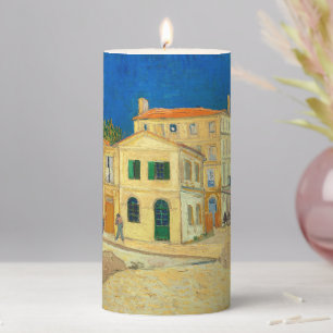 The Yellow House by Vincent Van Gogh Pillar Candle