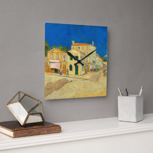 The Yellow House by Vincent Van Gogh Square Wall Clock