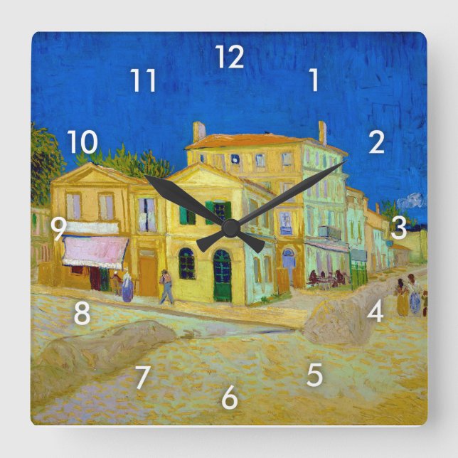 The Yellow House, Van Gogh Square Wall Clock (Front)